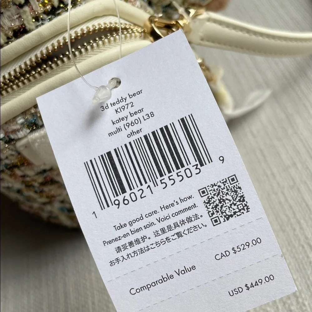 Kate spade 3d teddy bear KI972 Katey bear tweed crossbody bag